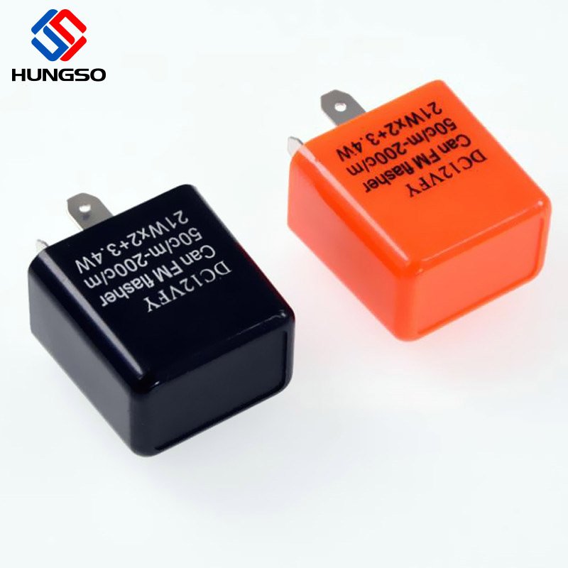 Black Orange 21Wx2+3.4W Turn signal Flasher Relay DC12V 2 Pin Motorcycle Can FM Adjustable LED Auto Flasher Relay