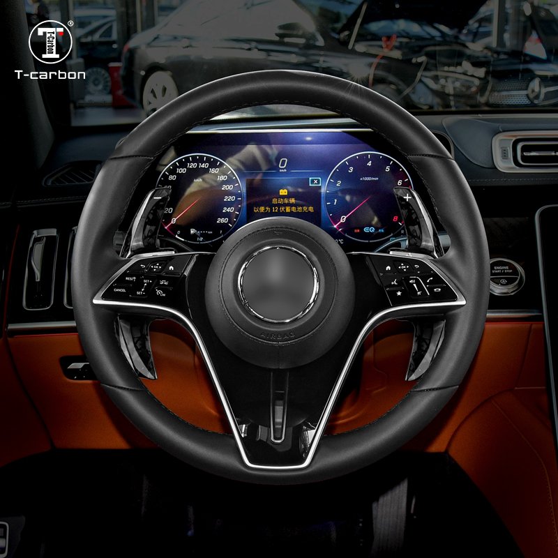 T-carbon Car Steering Wheel Shifting Paddles Carbon Fiber Paddle Shifter Fit For Mercedes 2022 CLS S 400L Car Accessories
