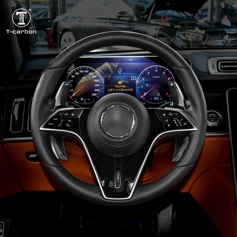 T-carbon Car Steering Wheel Shifting Paddles Carbon Fiber Paddle Shifter Fit For Mercedes 2022 CLS S 400L Car Accessories