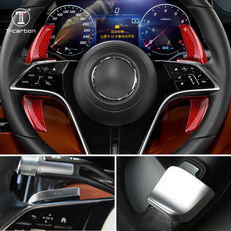 T-carbon Car Steering Wheel Shifting Paddles Carbon Fiber Paddle Shifter Fit For Mercedes 2022 CLS S 400L Car Accessories
