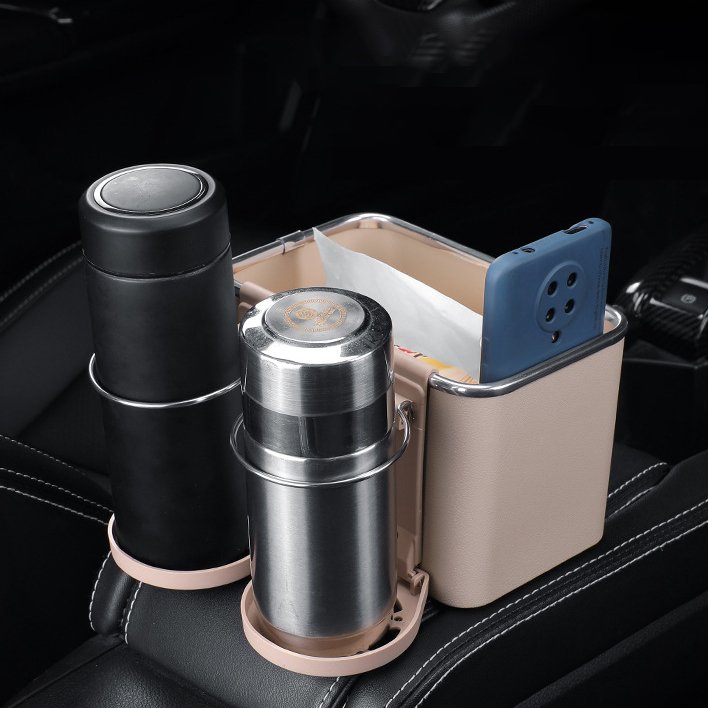 Car Tissue Multifunctional 2 in 1 Paper Storage Box Car Inner Water Cup Holder Creative Armrest Box ABS Storage Boxes