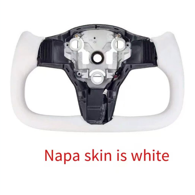 FOR tesla model 3 Y yoke all black flat leather steering wheel with heated steering wheel tesla model y