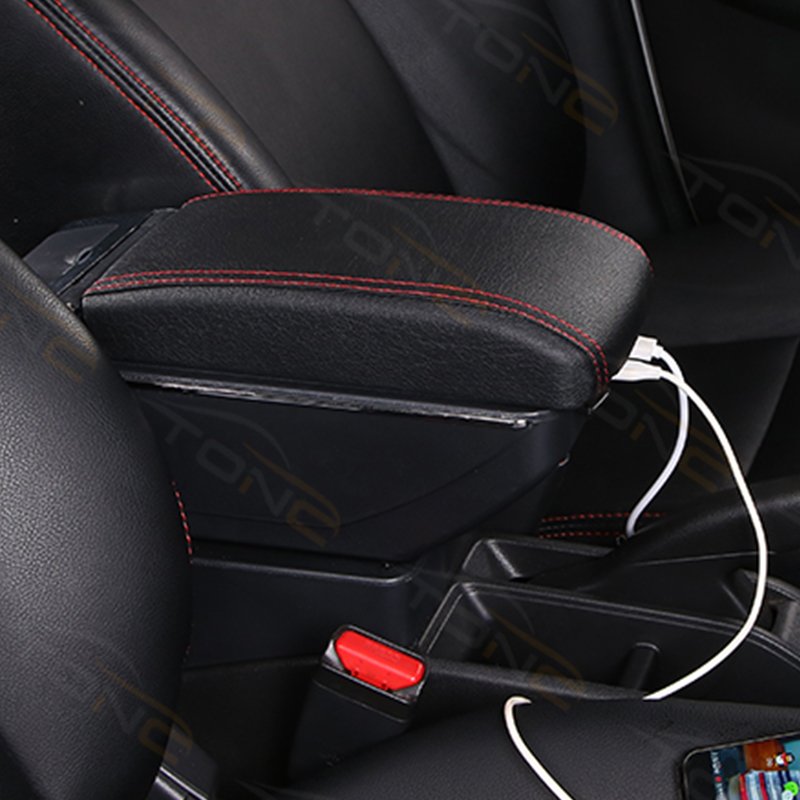 TONC Custom Fit Armrest Console for 2008 Honda Fit - Premium ABS Center Console Organizer with USB Charging