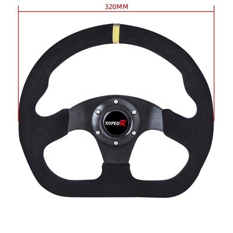 black 320mm steering wheel Available for all car models Electroplating bracket Private custom suede material steering wheel