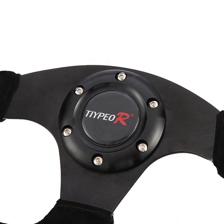 black 320mm steering wheel Available for all car models Electroplating bracket Private custom suede material steering wheel
