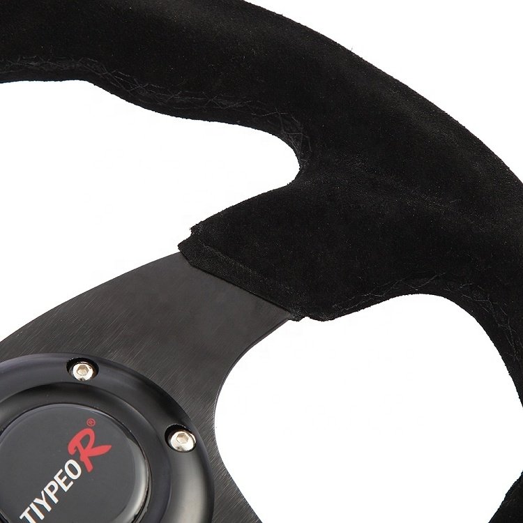 black 320mm steering wheel Available for all car models Electroplating bracket Private custom suede material steering wheel