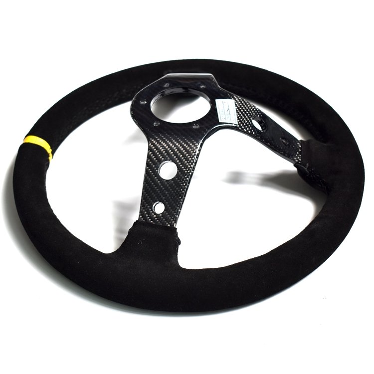 SK CUSTOM Universal Racing Car Steering Wheel Suede 14 Inch Deep Dish Steering Wheel