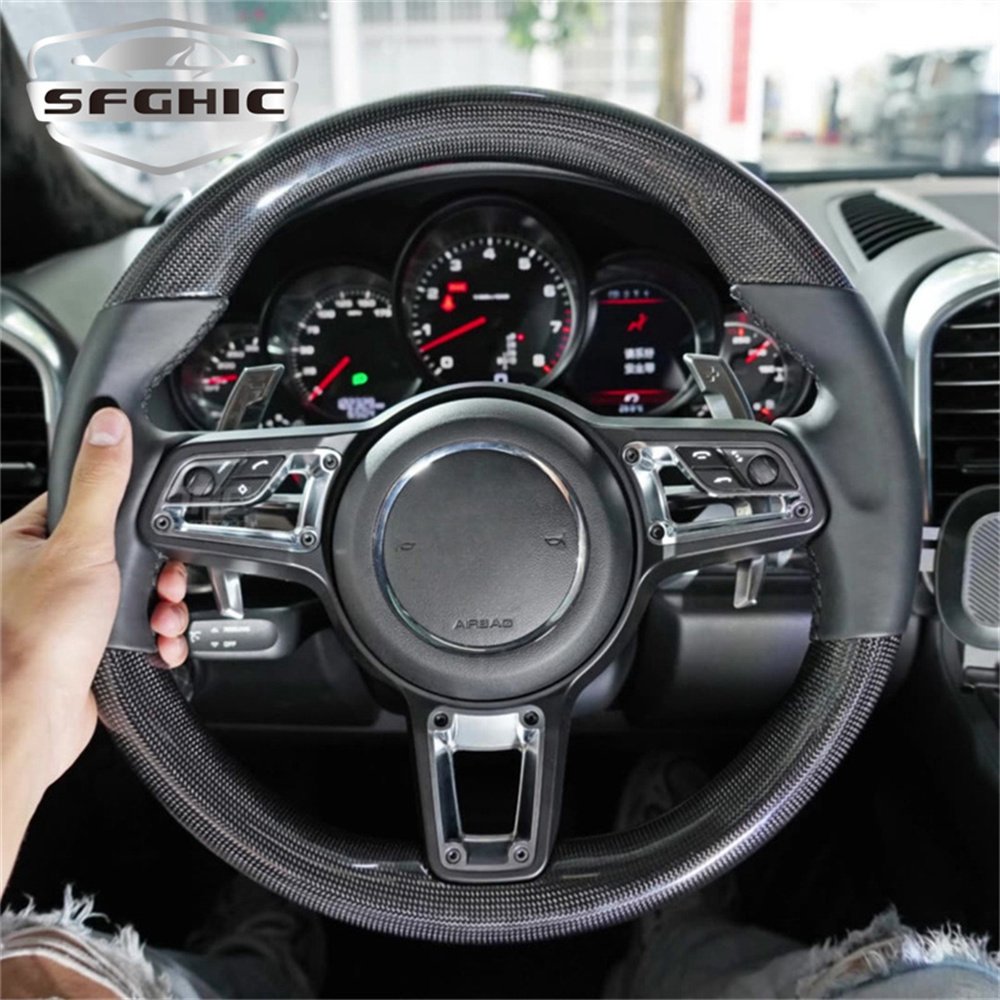 Customized Carbon Fiber Leather Car Steering Wheel For Porsche Panamera Macan Cayenne 918 911 718 970 971 958 Car Accessories