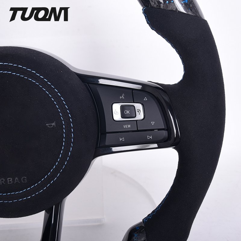 Fit For VW GOLF MK7 GTI GTD GTS GOLF7 R Forge Carbon Fiber Car LED Steering Wheel