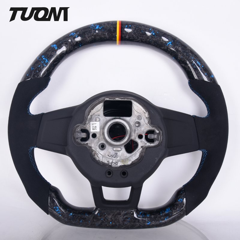 Fit For VW GOLF MK7 GTI GTD GTS GOLF7 R Forge Carbon Fiber Car LED Steering Wheel