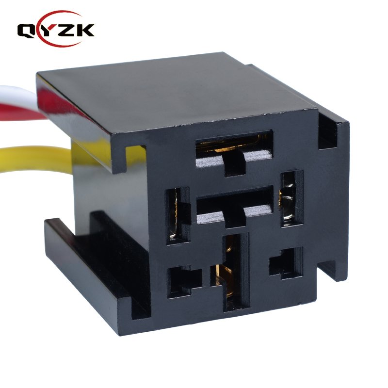 QYZK Socket 4 Pins Female Black QY302 Connector Auto Relay Socket Wire Harness 24v Relay Wiring Harness Kit