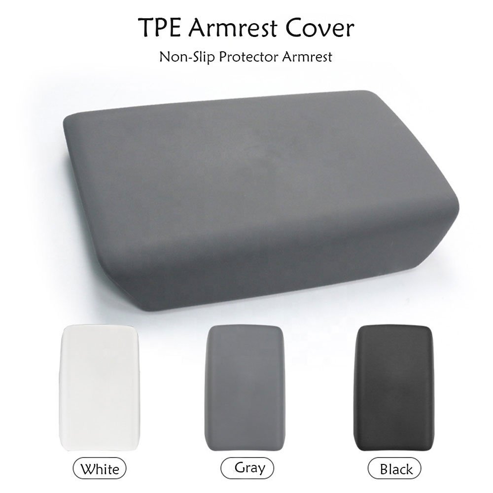 White Car Armrest Box Cover Interior Car Accessories Central Control Armrest Protector Decoration for Tesla Model 3 Model Y