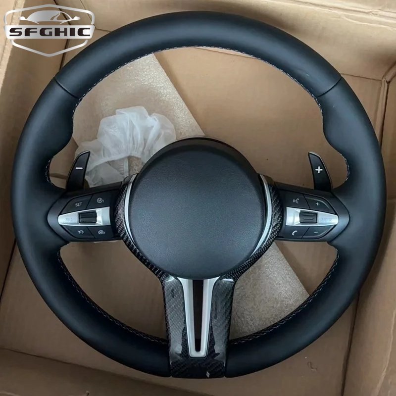 Car Steering Wheel M Performance For BMW F30 F32 F10 F20 F82 E46 E60 E90 M3 M5 Leather LED Carbon Fiber Steering Wheel