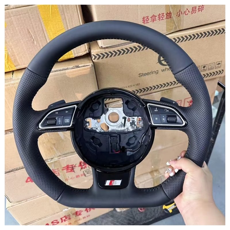 Fully perforated steering wheel Flat bottom steering wheel motion assembly perforated leather