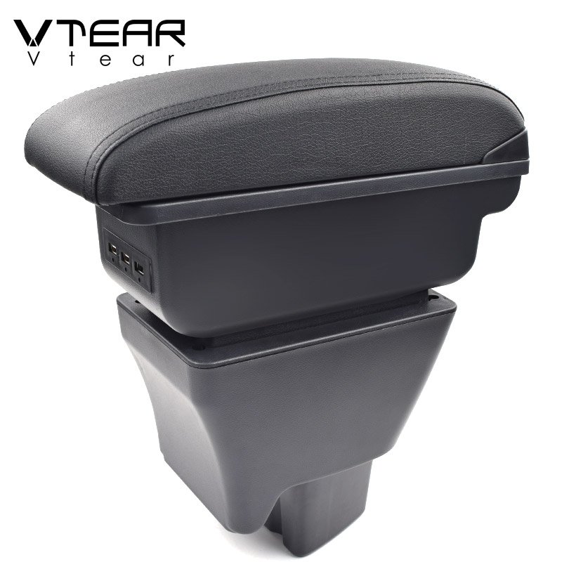Vtear for Tata Tigor Armrest USB Charging Heighten Double Layer Storage Box Interior Arm Rest Car Accessories Decoration Part