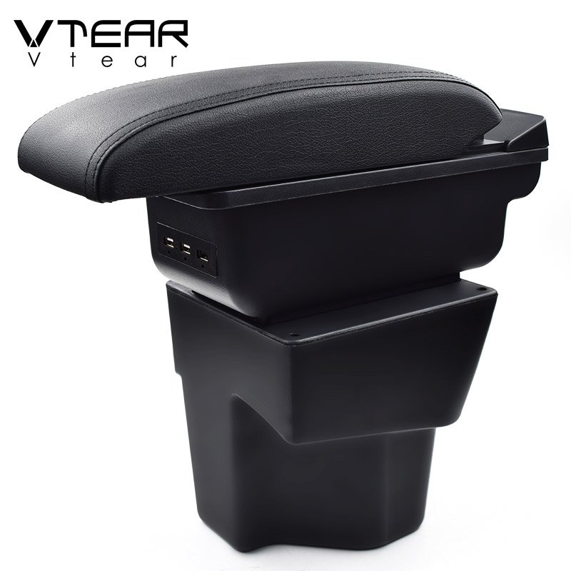Vtear for Kia Rio Armrest USB Charging Heighten Double Layer Storage Box Central Store Content Interior Car Accessories 11-19