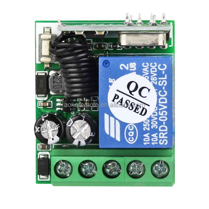 DC 5-24V 10A 1CH Relay Receiver Fixed Code 433 MHz Wireless Transmitter Remote Control Switch for Garage Gate Motor Light