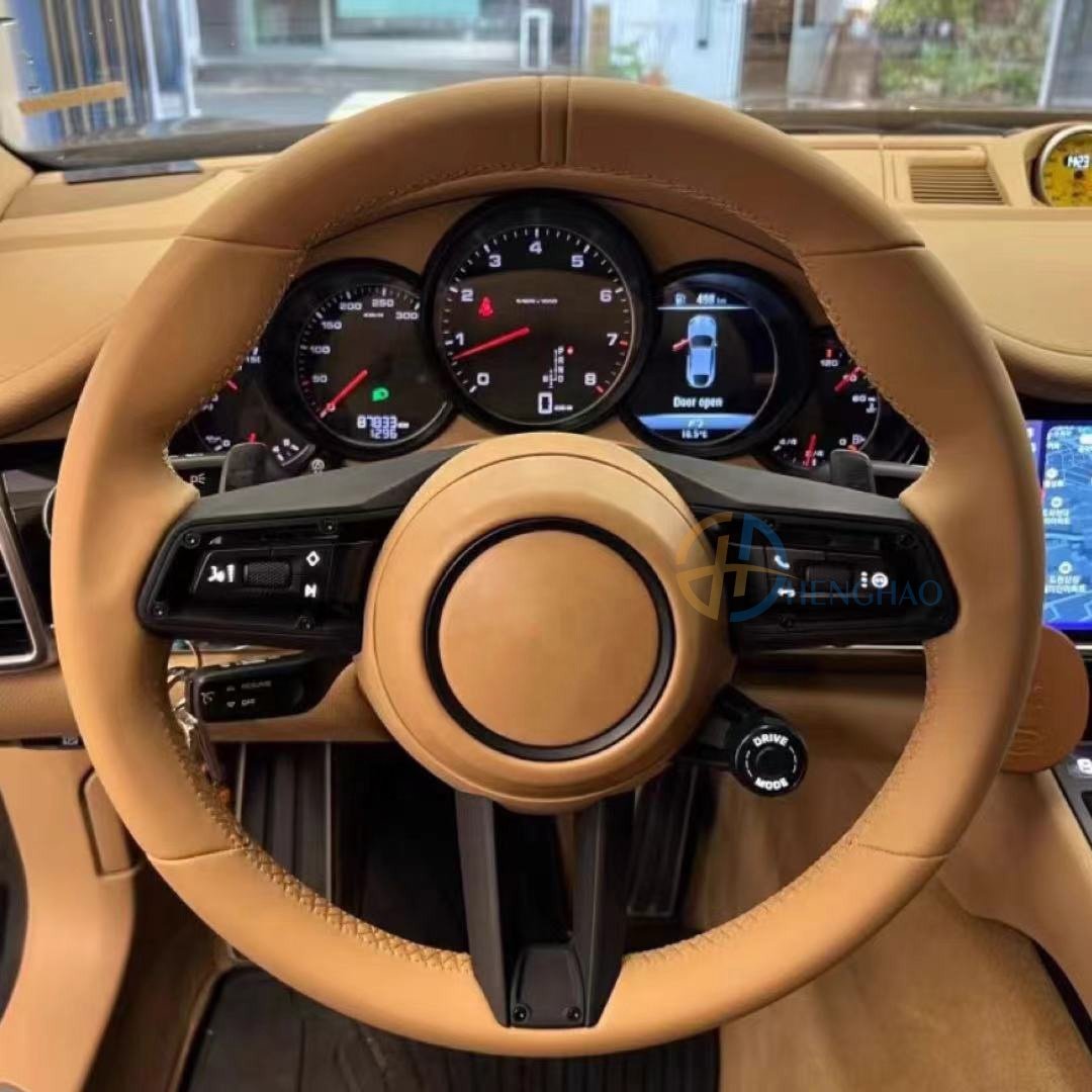 Custom Car Steering Wheel For Porsche Cayenne Macan Cayman Boxster 718 911 991 992 Panamera Upgraded New Leather Steering Wheel