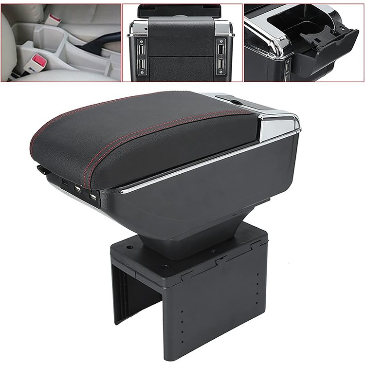 ABIRAM General Universal Car Armrest Storage Box Interior Accessories for Car With Cup Holder