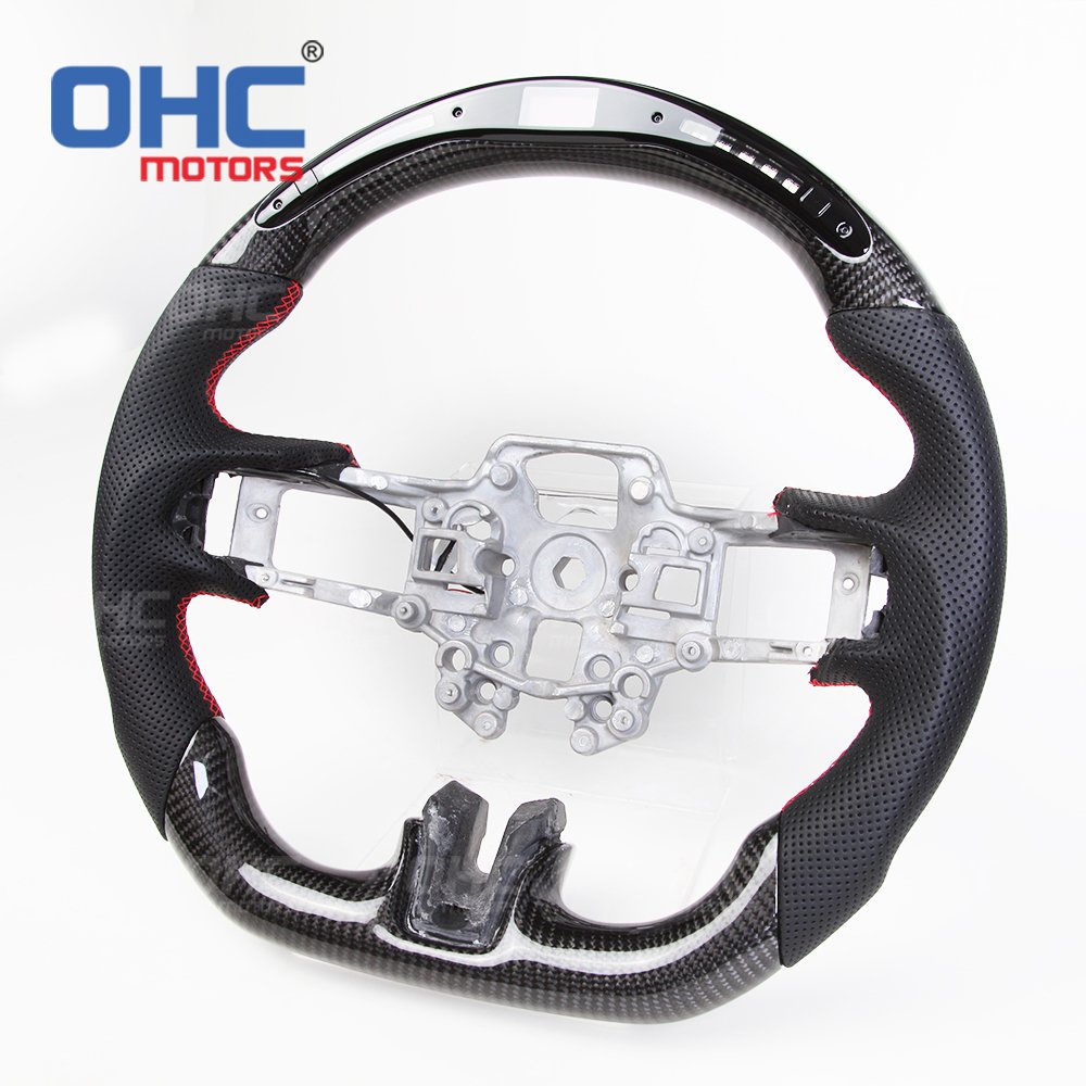 LED RPM Racing Car Carbon Fiber Steering Wheel Fit for Ford Mustang 2018 2019 2020 2021 Carbon Fiber Steering Wheel
