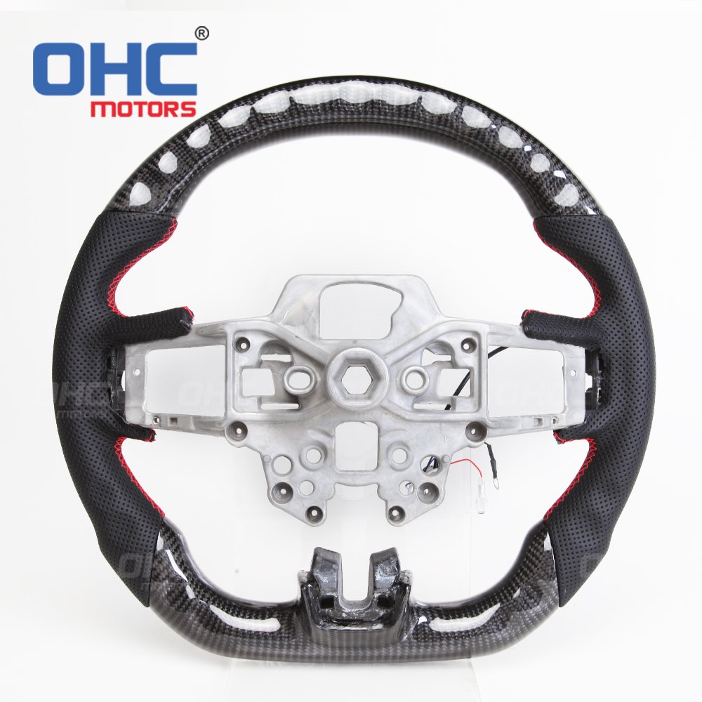 LED RPM Racing Car Carbon Fiber Steering Wheel Fit for Ford Mustang 2018 2019 2020 2021 Carbon Fiber Steering Wheel