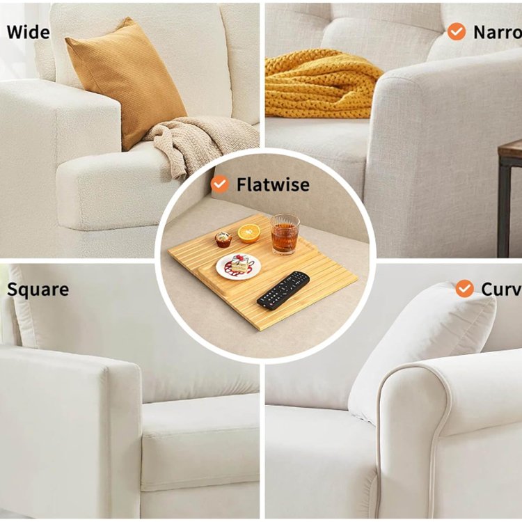 Bamboo Double Layer Sofa Armrest Storage Organizer Foldable Couch Tray Sofa Armrest Tray