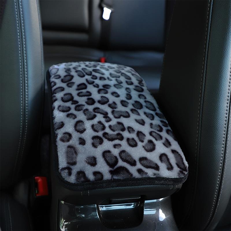 Winter Armrest case Cover Leopard Print Long and Short Plush Thickened Non-slip Central Armrest case Cover Pad