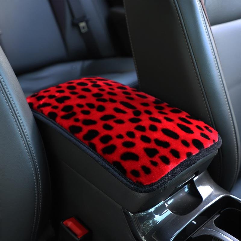 Winter Armrest case Cover Leopard Print Long and Short Plush Thickened Non-slip Central Armrest case Cover Pad