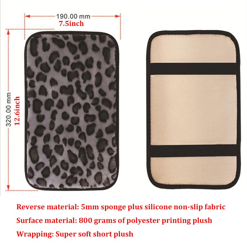Winter Armrest case Cover Leopard Print Long and Short Plush Thickened Non-slip Central Armrest case Cover Pad