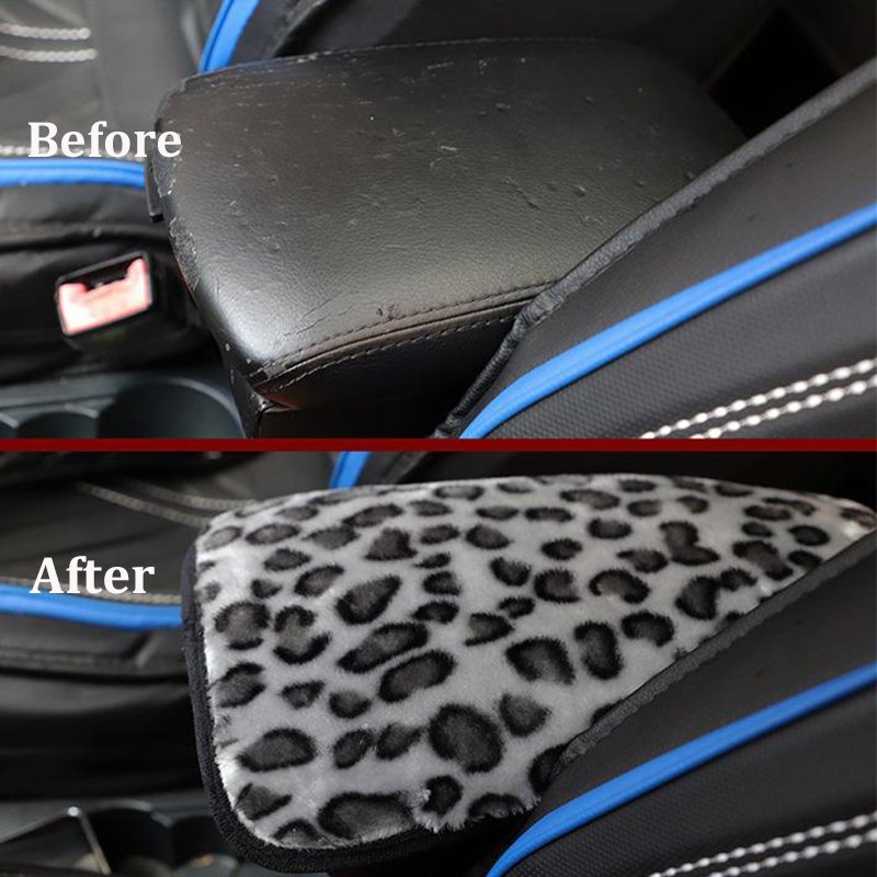 Winter Armrest case Cover Leopard Print Long and Short Plush Thickened Non-slip Central Armrest case Cover Pad