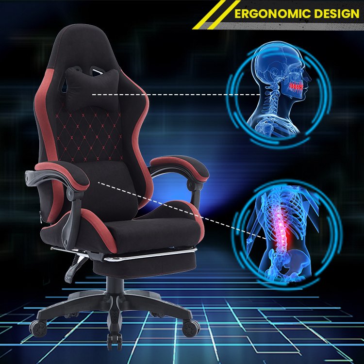 6 Colors Ergonomic PC Computer Chair Breathable Leathaire Fabric Gaming Chair With Footrest