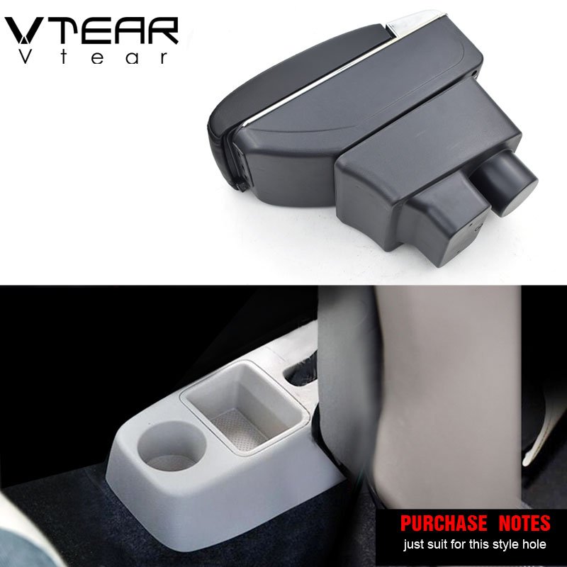 Vtear Armrest Leather USB Interface Storage Box Arm Rest Accessories Thread Car-styling Interior ABS Red 08-14 for Skoda Fabia