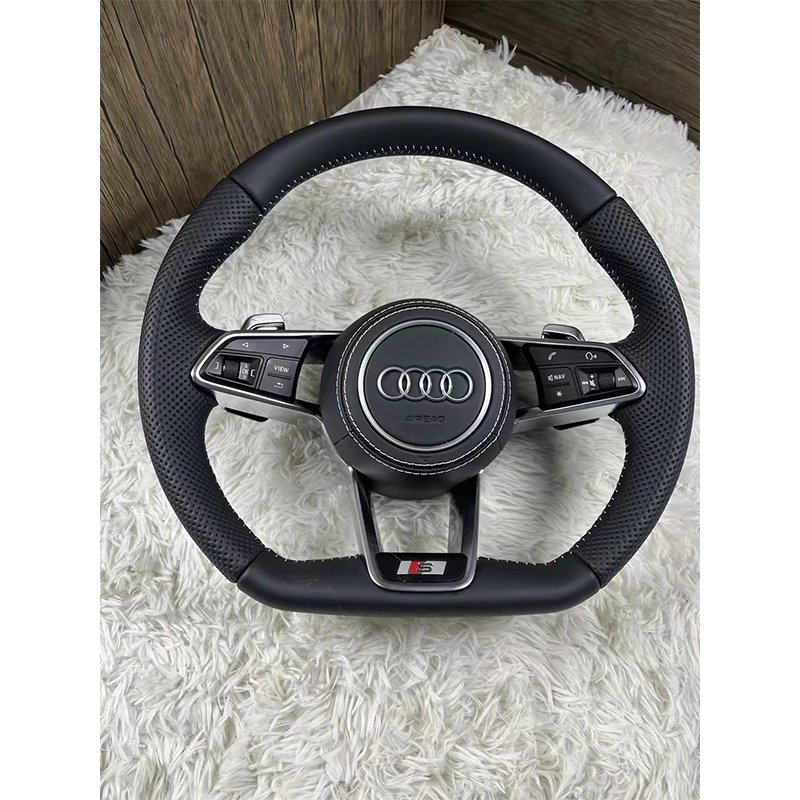 With Start Button S-Line Full Alcantara Leather Steering Wheel for Audi R8 TTRS C6 C7 S7 S4 A4 B8 RS3 SQ5 S5 B9 A6 C8 A3 2018