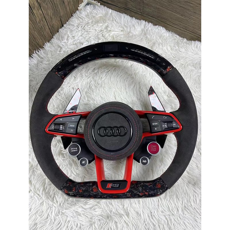 With Start Button S-Line Full Alcantara Leather Steering Wheel for Audi R8 TTRS C6 C7 S7 S4 A4 B8 RS3 SQ5 S5 B9 A6 C8 A3 2018
