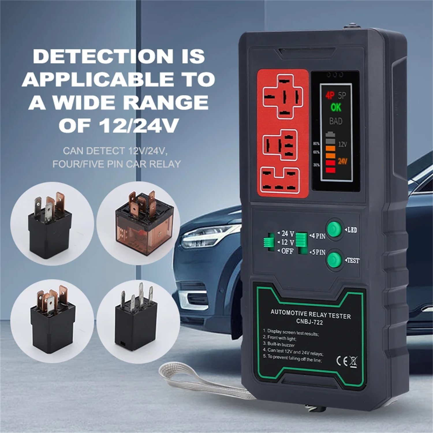Auto Relay Tester CNBJ-722 Wireless Automotive Electronic Relay Tester for 12V 24V Car Relay Tester Auto Diagnostic Tools