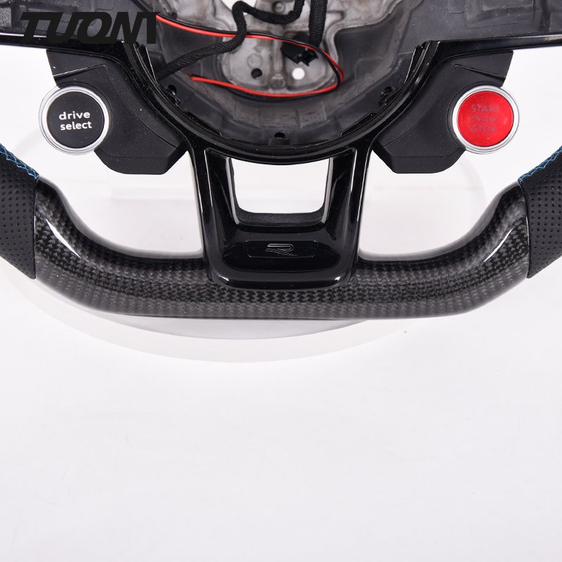 Sport car carbon fiber start stop button steering wheel for VW polo MK5 MK6 MK7 gti steering wheel