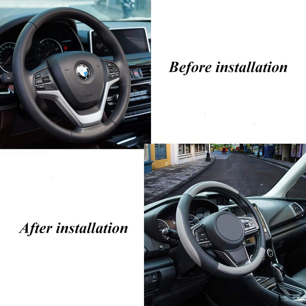 Universal Carbon Fibre Sports Appearance Design Breathable Non-Slip Wear-Resistant Black and Grey Auto Car Steering Wheel Cover