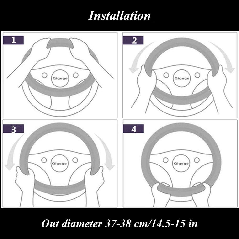 Universal Carbon Fibre Sports Appearance Design Breathable Non-Slip Wear-Resistant Black and Grey Auto Car Steering Wheel Cover