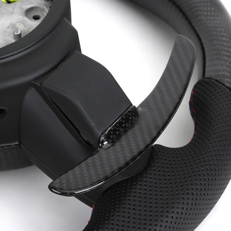 With Carbon Trim Paddle Half Perforated Leather Carbon LED Steering Wheel for BMW F10 F30 F32 F36 F80 M4 F82 X5 F15 E70 X6 E71