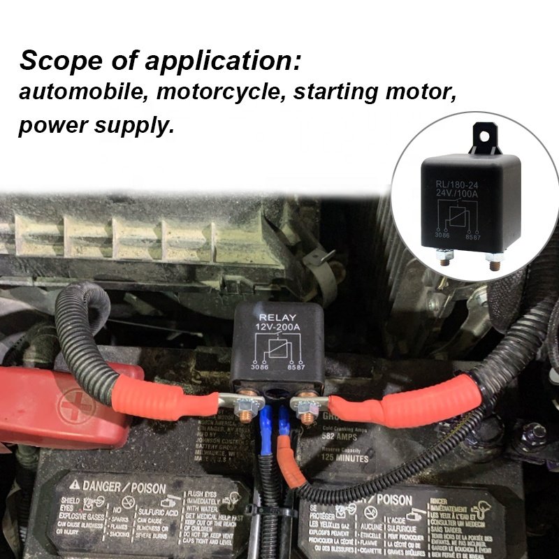 Dustproof SPST 4 Pin 100A 24A High Current Relay Starting Auto Relay for Car Truck Boat Marine