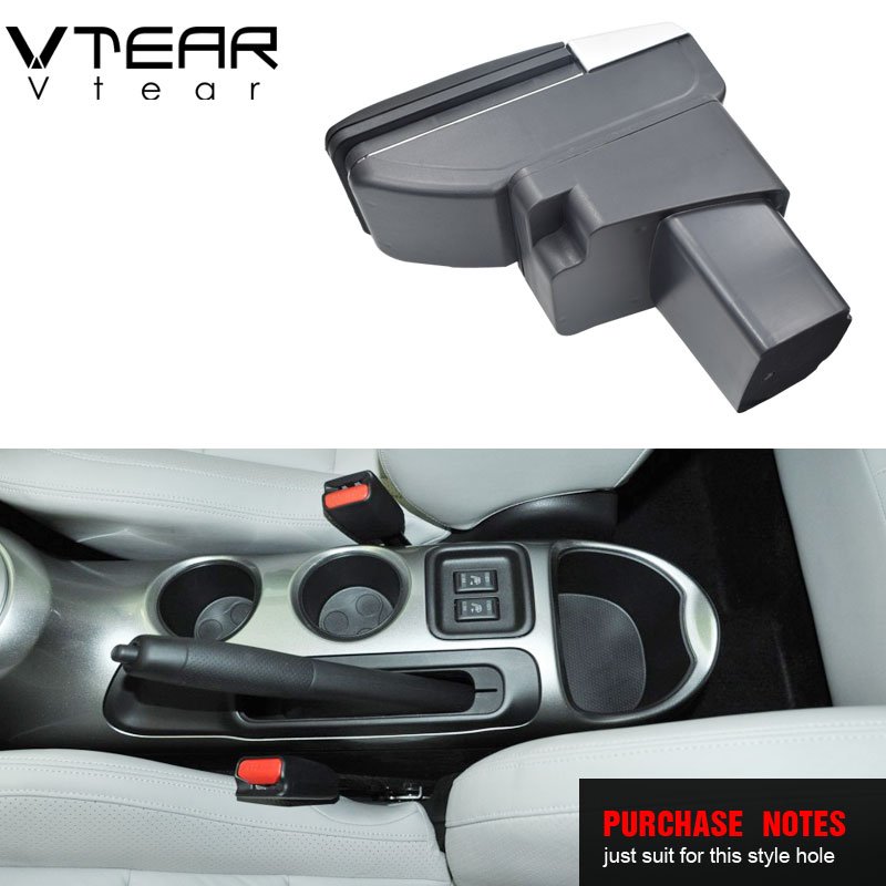 Vtear for Nissan Juke Armrest Leather Central Store Storage Box Red Thread Car-styling Interior ABS Arm Rest Accessories 14-17