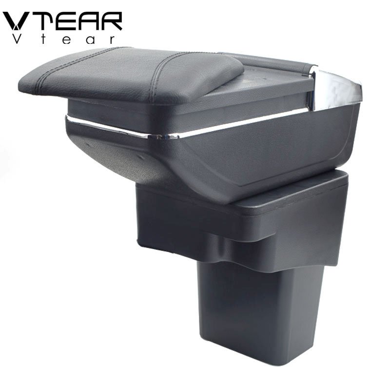 Vtear for Nissan Juke Armrest Leather Central Store Storage Box Red Thread Car-styling Interior ABS Arm Rest Accessories 14-17