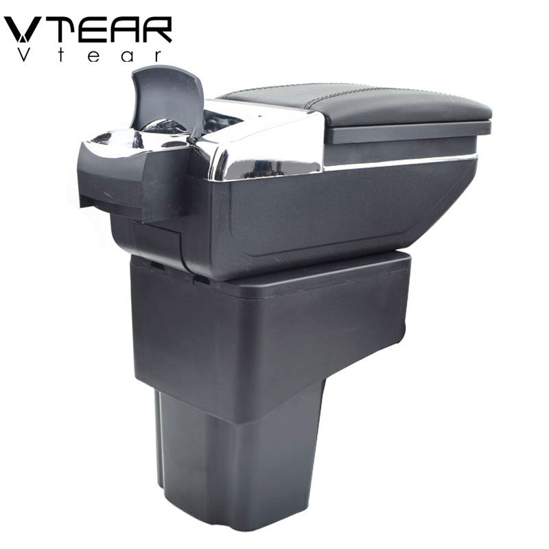 Vtear for Nissan Juke Armrest Leather Central Store Storage Box Red Thread Car-styling Interior ABS Arm Rest Accessories 14-17