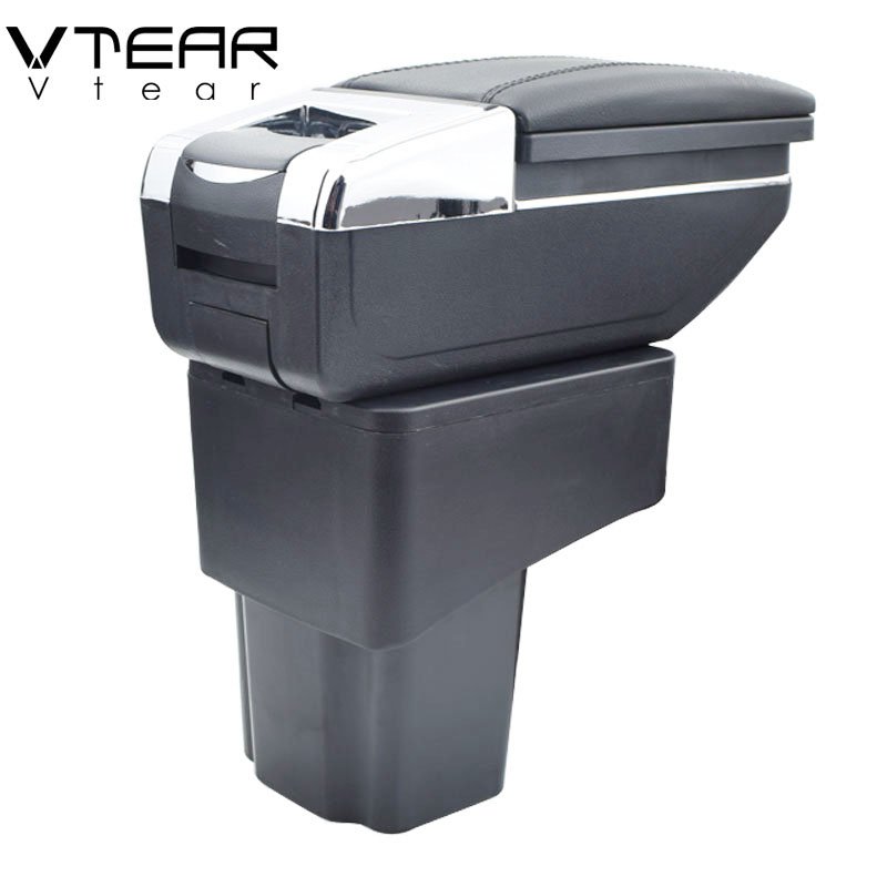 Vtear for Nissan Juke Armrest Leather Central Store Storage Box Red Thread Car-styling Interior ABS Arm Rest Accessories 14-17