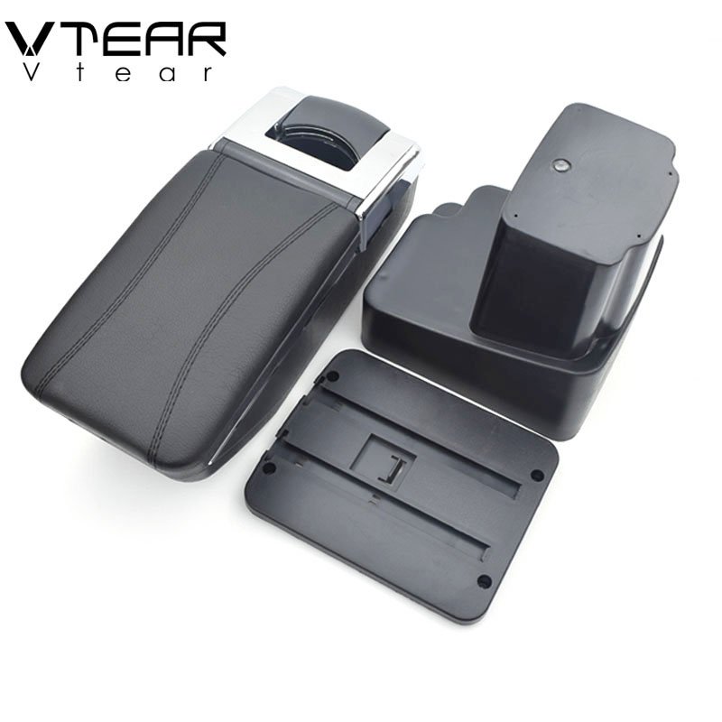 Vtear for Nissan Juke Armrest Leather Central Store Storage Box Red Thread Car-styling Interior ABS Arm Rest Accessories 14-17