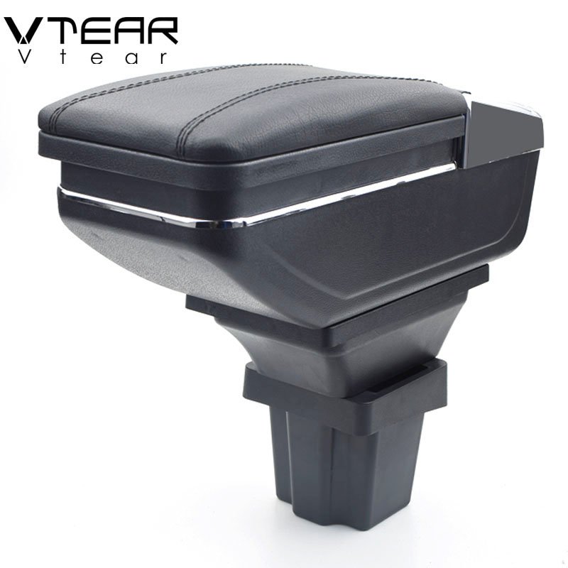 Vtear for Chevrolet Onix Armrest Leather Central Store Storage Box Red Thread Car-styling Interior ABS Arm Rest Accessories Part