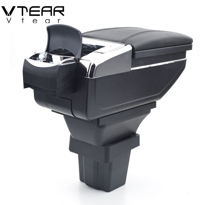 Vtear for Chevrolet Onix Armrest Leather Central Store Storage Box Red Thread Car-styling Interior ABS Arm Rest Accessories Part
