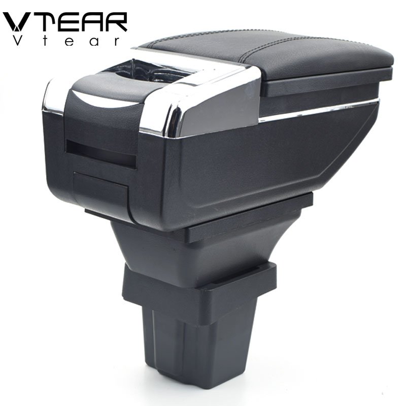 Vtear for Chevrolet Onix Armrest Leather Central Store Storage Box Red Thread Car-styling Interior ABS Arm Rest Accessories Part