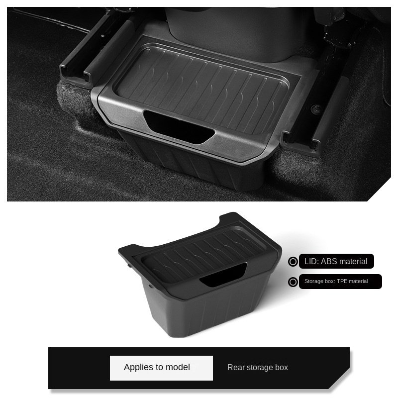 For Tesla Model Y Rear Storage Armrest Box with Auto Parts Car Organizers Trash Can