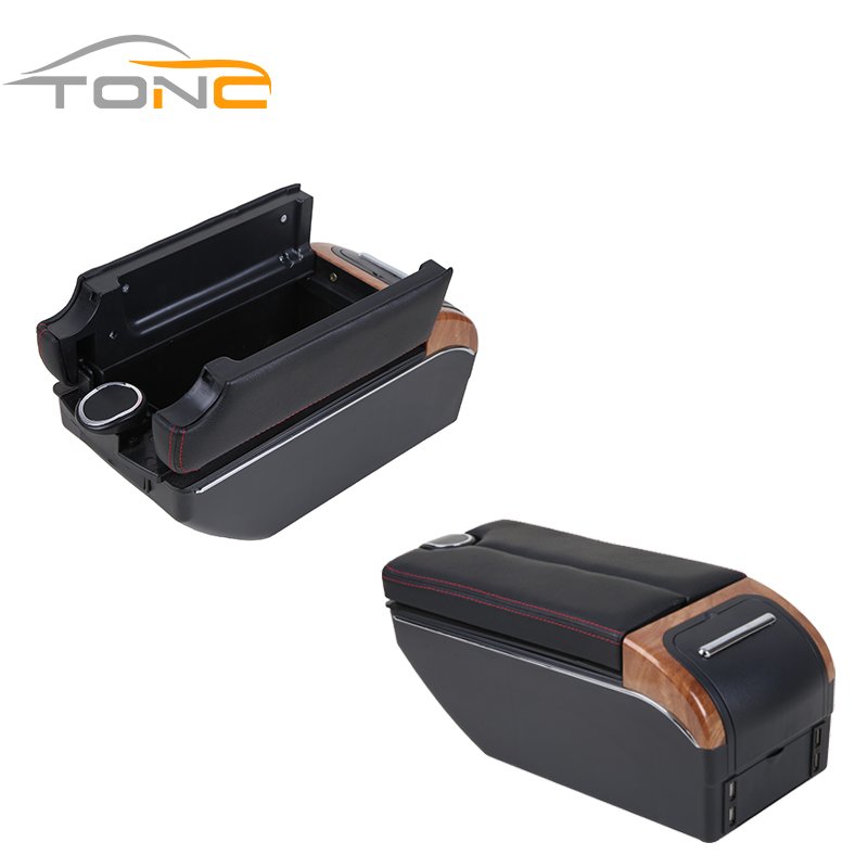 High Quality Car Interior Center Armrest Box Universal Seat Armrest Box Black Center Console Box with Water Cup Hole